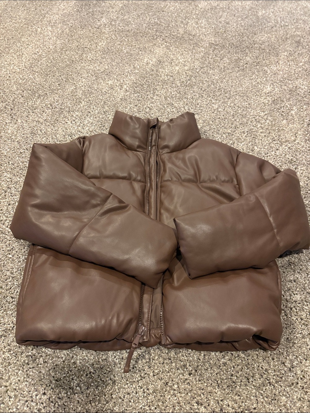 Old Navy Brown Faux Leather Puffer Jacket